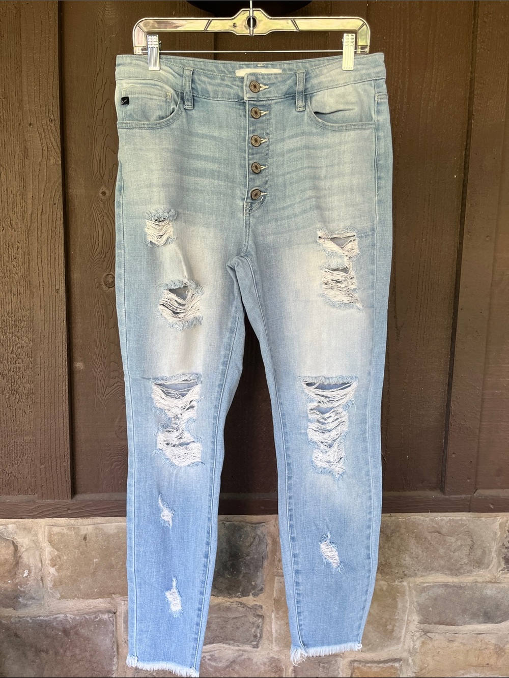 KanCan Light Blue Distressed High-Rise Skinny Jeans